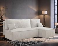 Hoekbank Ribstof Karlito - Universeel - Slaapbank met opbergruimte - 3-zits