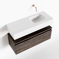 Toiletmeubel Mondiaz Andor | 80 cm | Meubelkleur Dark brown | Lex vrijhangend wastafel Talc Rechts | Zonder kraangat