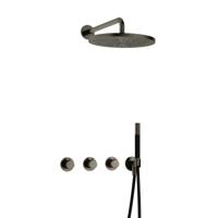 Hotbath Cobber - CB7067 - Inbouw Regendoucheset - Verouderd Ijzer - 2 Stopkranen - Thermostatisch - Wandarm 40 cm - Hoofddouche 300 mm - Staafhanddouche - met M106 - Waterbesparend