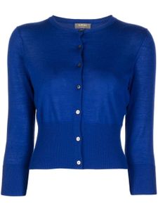 N.Peal cardigan en maille fine à col rond - Bleu