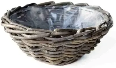 Rotan plantenmand antiek grijs 30x12cm