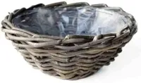 Rotan plantenmand antiek grijs 30x12cm