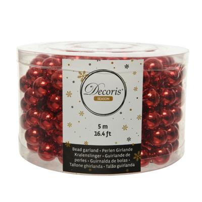 Decoris Kerstslinger - rood - kralen - 500 cm?- Kerstversiering kralenslingers