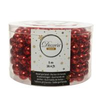 Decoris Kerstslinger - rood - kralen - 500 cm?- Kerstversiering kralenslingers