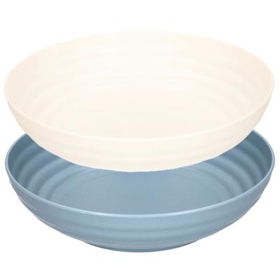 Plasticforte onbreekbaar servies diepe borden - 8x stuks - blauw/wit - kunststof - 22 x 5 cm