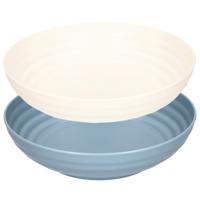 Plasticforte onbreekbaar servies diepe borden - 8x stuks - blauw/wit - kunststof - 22 x 5 cm