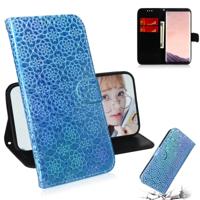 Voor Galaxy S8 effen kleur kleurrijke magnetische Buckle horizontale Flip PU lederen draagtas met houder & kaartsleuven & portemonnee & Lanyard (blauw
