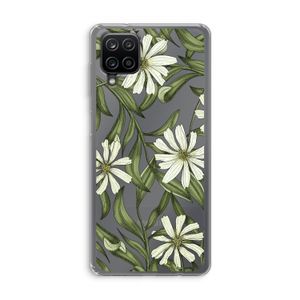 Wit bloemenpatroon: Samsung Galaxy A12 Transparant Hoesje