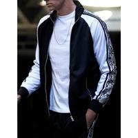 Men's Snake Tape Side Stripe Zip Up Track Jacket - Black Black / XXXL
