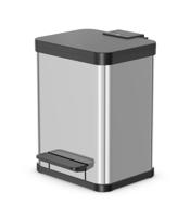 Hailo Öko duo plus M 0622-200 Afvalbak 18 l RVS (b x h x d) 320 x 430 x 330 mm Zilver, Zwart Met voetpedaal 1 stuk(s)