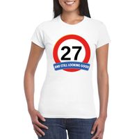 Verkeersbord 27 jaar t-shirt wit dames - thumbnail