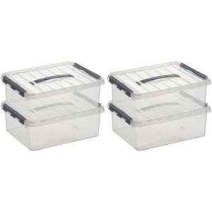 5x sunware q-line opberg box/opbergdoos - 12 liter - 40 x 30 x 14 cm - kunststof - transparant