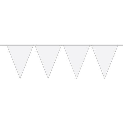 Vlaggenlijn met Feestvlaggetjes in XL formaat - wit - 10 meter - plastic - versiering