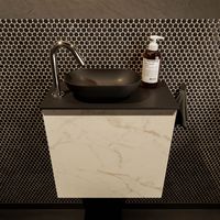 Mondiaz Fowy toiletmeubel 50cm Carrara met blad en waskom urban links 1 kraangat Mondiaz Fowy toiletmeubel 50cm Carrara met blad en waskom urban links 1 kraangat