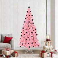 VidaXL Kerstboom met 300 led met standaard roze 210 cm pvc