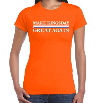 Koningsdag verkleed t-shirt - make Kingsday great again - oranje - dames