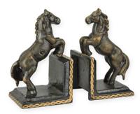 A PAIR OF CAST IRON HORSE BOOKENDS