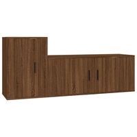 The Living Store Televisiekastenset Bruineiken 100x34.5x40cm en 40x34.5x60cm