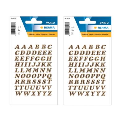 Herma Stickervelletjes Letter - 122x stuks - plak letters - alfabet A tot Z - goud/folie - 8 mm