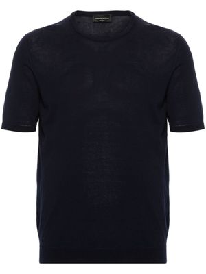 Roberto Collina Geribbelde trui - Blauw