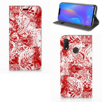 Mobiel BookCase Huawei P Smart Plus Angel Skull Rood