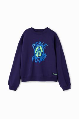 Oversized sweatshirt met Peace - BLUE - XL