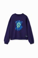 Oversized sweatshirt met Peace - BLUE - XL