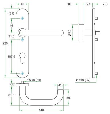 Krukgarn CHASE PL rvs mat WC 8mm noodontgr. LS
