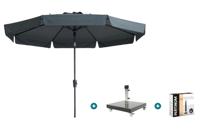 Madison Flores Luxe stokparasol Ø300 cm. - Grey met Granada voet en hoes Madison Flores Luxe stokparasol Ø300 cm. - Grey met Granada voet en hoes