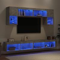 6-delige Tv-wandmeubelset met LED bewerkt hout betongrijs 6-delige Tv-wandmeubelset met LED bewerkt hout betongrijs