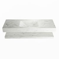 MONDIAZ ALAN-DLUX 130cm planchet Opalo. Vrijhangende wastafel CLOUD midden zonder kraangat, kleur Opalo.