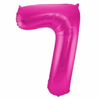 Cijfer 7 ballon roze 86 cm   - - thumbnail