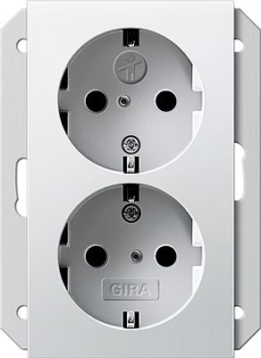 Dubbel stopcontact wit mat Gira Nieuw let op voor ovale inbouwdoos