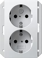 Dubbel stopcontact wit mat Gira Nieuw let op voor ovale inbouwdoos
