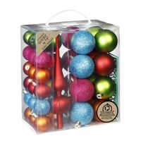 Kerstballen - 39-dlg - 4 en 6 cm - met piek - gekleurd - kunststof