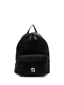 Karl Lagerfeld logo-patch faux-leather backpack - Noir