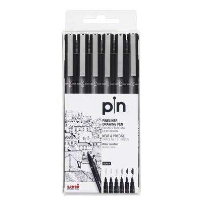 Set Viltstiften Uni-Ball PIN-200(S) Zwart Multicolour 6 Onderdelen