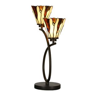 LumiLamp Tiffany Tafellamp 46x28x63 cm Beige Glas Tiffany Bureaulamp Beige Tiffany Bureaulamp