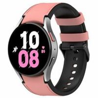 leer + siliconen bandje - Maat: small - Roze - Samsung Galaxy Watch 6 - 40mm & 44mm - thumbnail