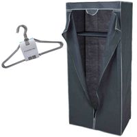 Set van mobiele kledingkast met kledinghangers - opvouwbaar - grijs - Campingkledingkasten - thumbnail