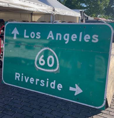 Los Angeles - Riverside Snelweg Bord - Zeer groot - Alleen afhalen mogelijk