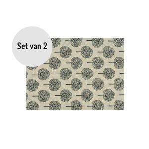 Krumble Placemat met boom patroon - 30 x 40 cm - Katoen - Beige - Set van 2