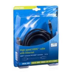 Scanpart High Speed HDMI kabel met Ethernet 5.0m HDMI kabel Zwart