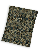 Sweet Home fleeceplaid blaadjes zwart 150x200cm