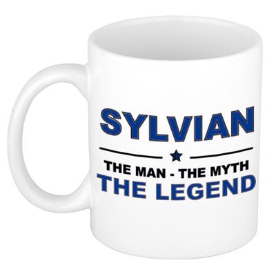 Sylvian cadeau mok - man myth legend - naam koffiemok / beker - wit en blauw - 300 ml