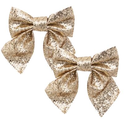 Feeric decoratiestrikken - 2x - goud - 16 cm - bruiloft - feestdecoratie - feestartikelen