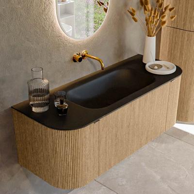 Badmeubel Mondiaz Kurve | 120 cm | Meubelkleur Oak | Wastafelkleur Urban | Midden spoelbak | Zonder kraangaten