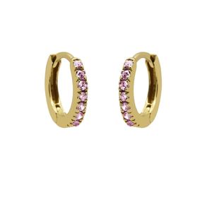 Karma Oorringen Plain Hoops Round Pink 13 mm Goud