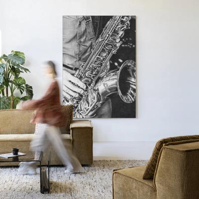 Urban Cotton Wandkleed 'The Man With The Sax' 110 x 145cm in Frame - black