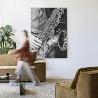 Urban Cotton Wandkleed 'The Man With The Sax' 110 x 145cm in Frame - black